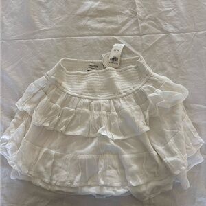 Hollister White Ruffled Tiered Mini Skirt